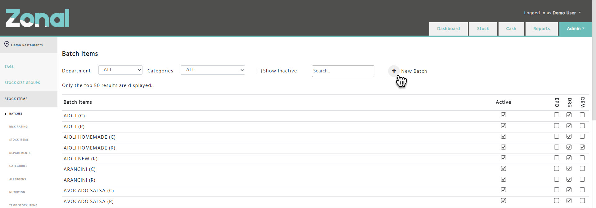 Enterprise - Stock Admin - Batches