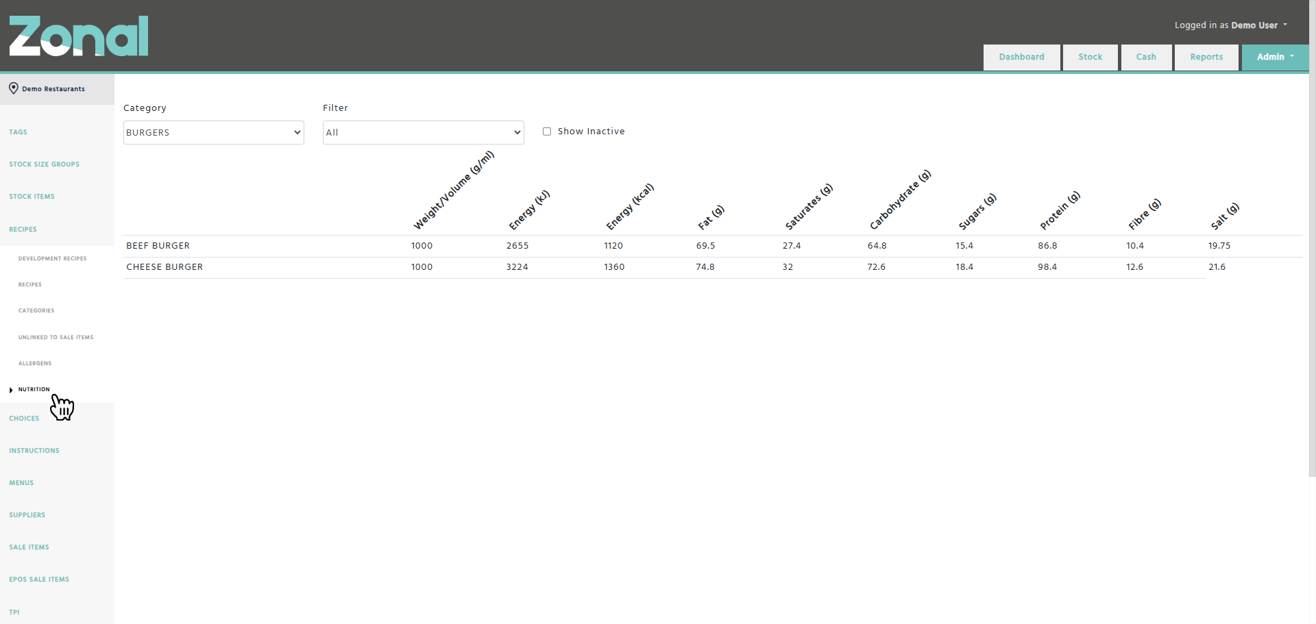 Enterprise - Stock Admin - Recipes