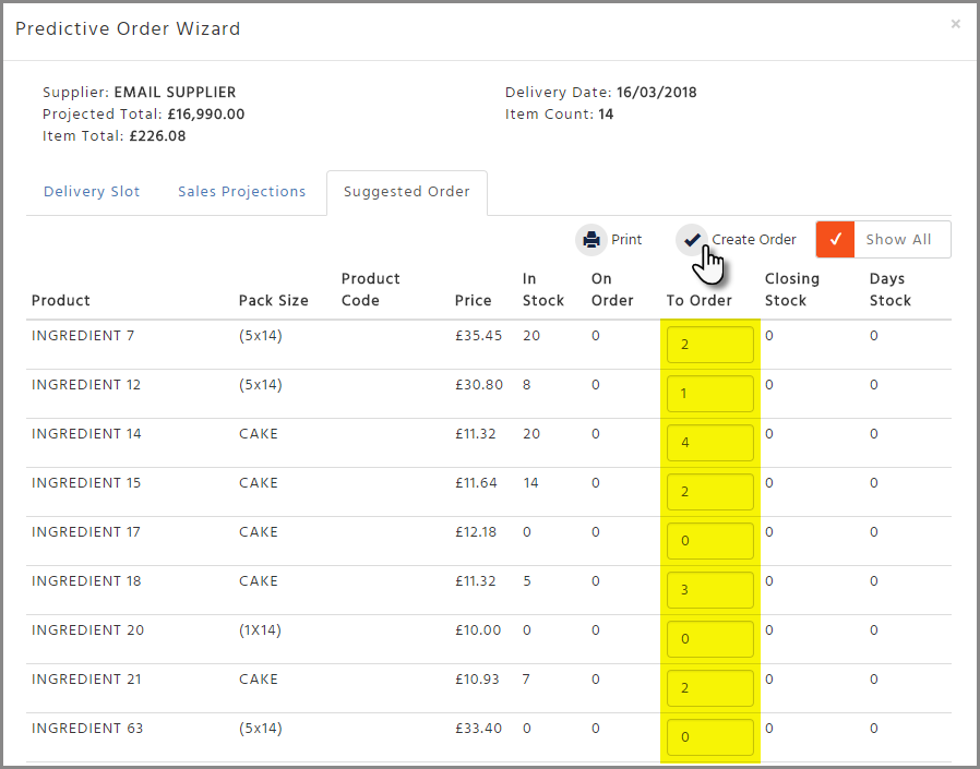 Enterprise - Stock - Suggested Ordering (Manual and Automated)